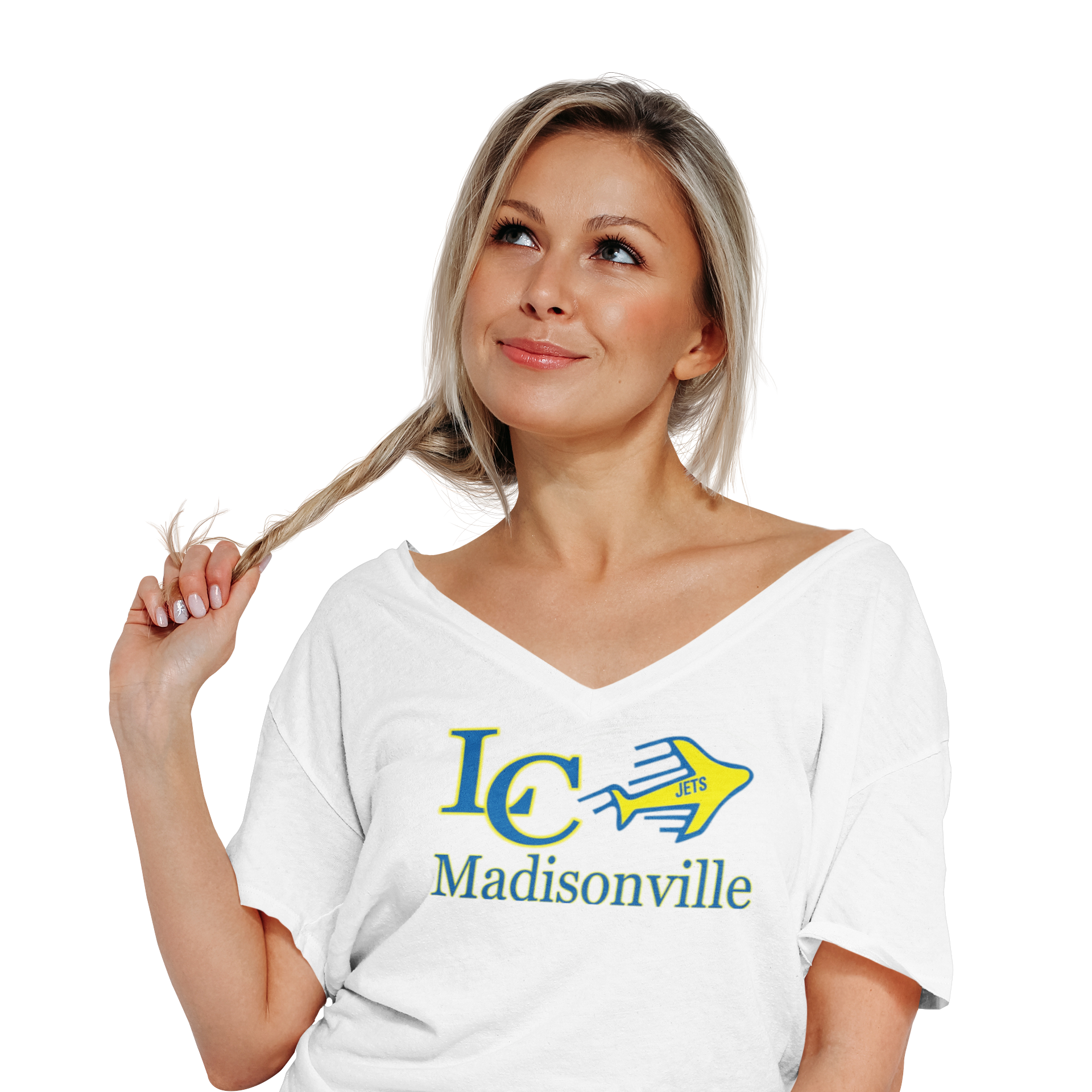 woman-in-LC-Jets-shirt lady in lake castle jets shirt